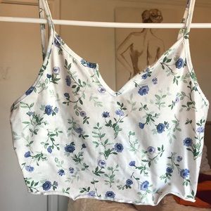 White- Purple Flower Crop top